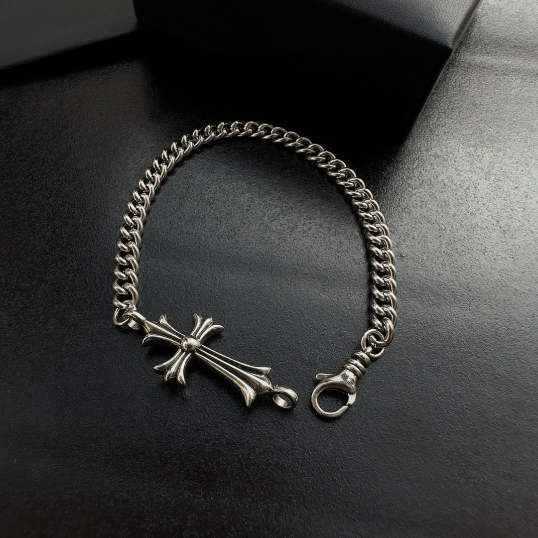 Chrome Hearts Chrono Hearts Silver Cross Charm Bracelet